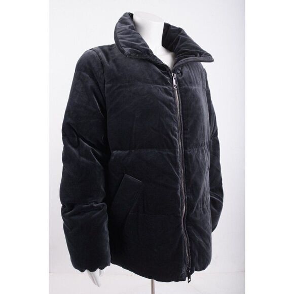 Massimo Dutti Womens Moleskin Jacket Quited Coat Blue L Large 6718/734 NWT - Picture 2 of 7